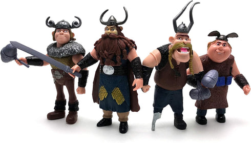 Toysvill Vikings Action Figures - Hiccup, Astrid, Stoick, Gobber, Snotlout, Fishlegs, Tuffnut & Ruffnut (Set of 8)