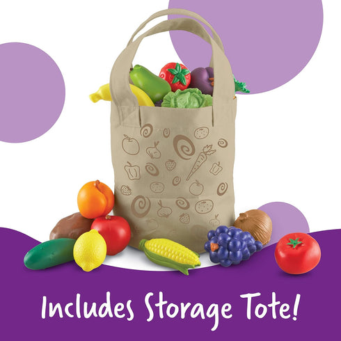 17 18 Multicolor,8 9 Learning Resources Fresh Picked Fruit And Veggie Tote, Piece, Age months+, L x W
