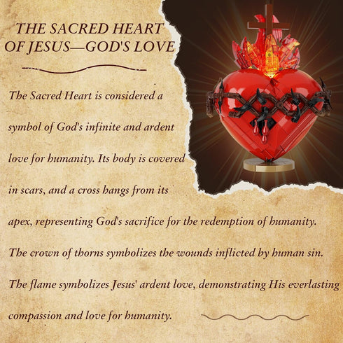 Set,Sacred Women(667 VONADO Jesus Heart Building Heart Model Compatible with Lego,Bible Themed Christian Decorative