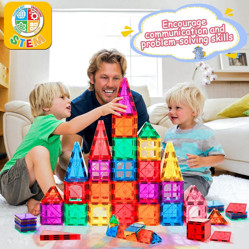 Magnetic Tiles for Kids, 3D Magnet Blocks Building Toys, Preschool Stacking Blocks STEM Toys for Toddlers Ages 3-12