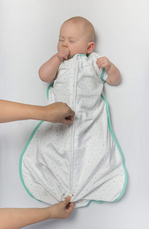 Amazing Baby Microfleece Sleeping Sack, Wearable Blanket with 2-Way Zipper, Playful Dots, Blue, Small 0-6 Month, Use