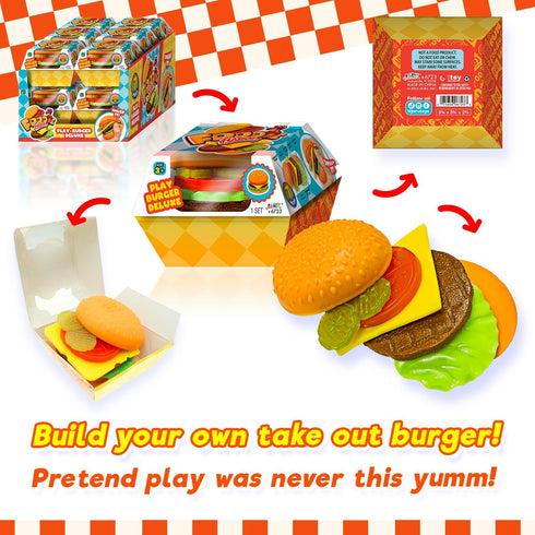 (6 Pack) 6723-6 JA-RU Foodie Fusion Play Burger Deluxe Squishy Toy Smushy Make Your own Patty. Squish Grilled Food Toys