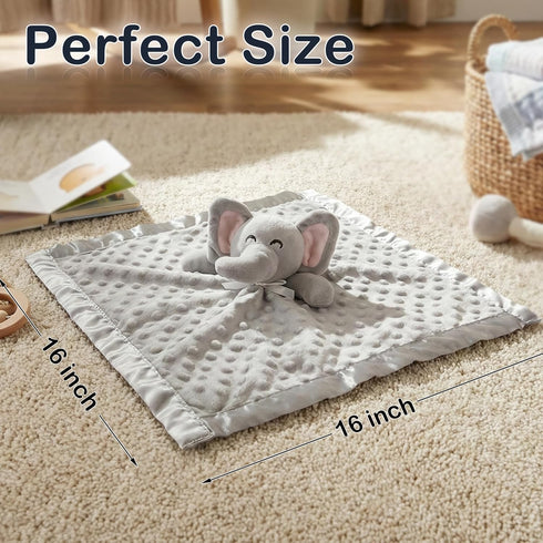 16 Inch Pro Goleem Elephant Security Blanket, Soft Lovey Unisex Lovie Baby Gifts for Boys and Girls Snuggle Toy Stuffed