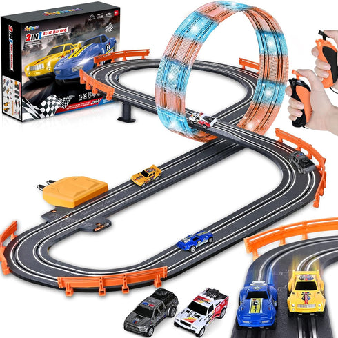 Slot Car Race Track Sets with 4 Slot Cars, Ideal Birthday Xmas