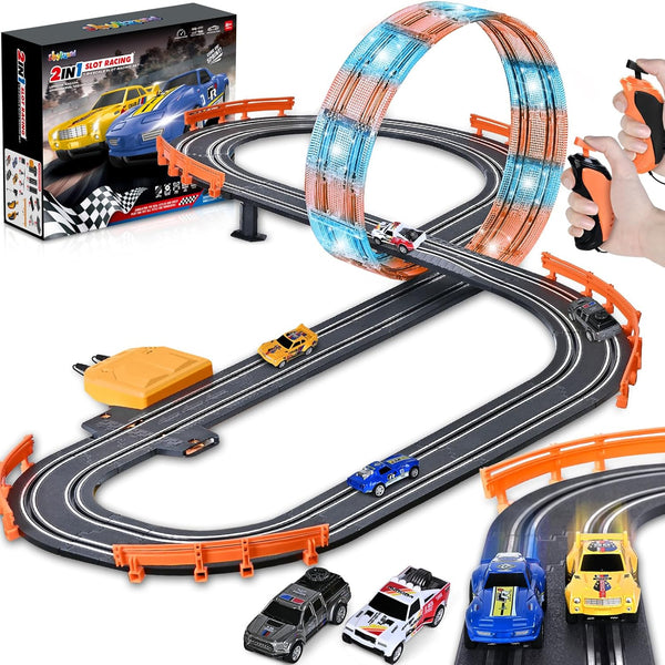 Slot Car Race Track Sets with 4 Slot Cars, Ideal Birthday Xmas