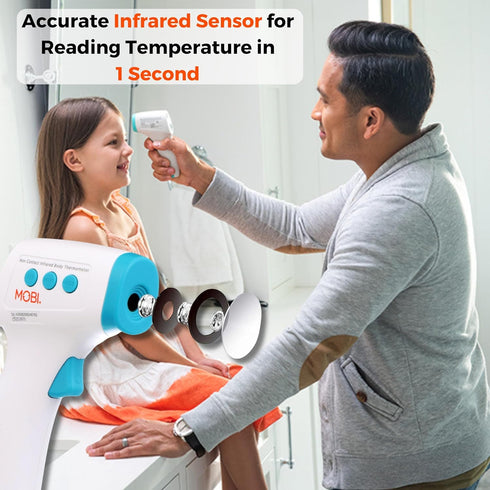 MOBI Non-Contact Forehead Digital Thermometer - Touchless with Object Temperature Mode, High Fever Indicator