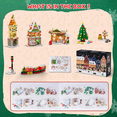 2025 Set 24 Countdown 8+ INSOON Advent Calendar Christmas Mini Building with Light, Days City Main Street Building