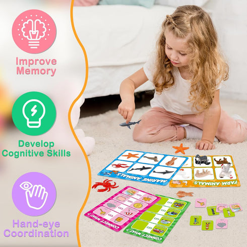 Match Card & Sort Game Set for Toddlers, Montessori Educational Learning Activities for Preschool