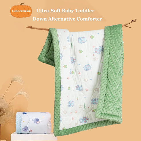 47x59 Inch, Toddler Comforter Lightweight Down Alternative Quilted Blanket for Crib & Toddler Bed, Soft Minky Dots Baby