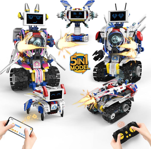 5 in 1 Robot for Kids Ages 8-12,Remote Control & APP Programmable