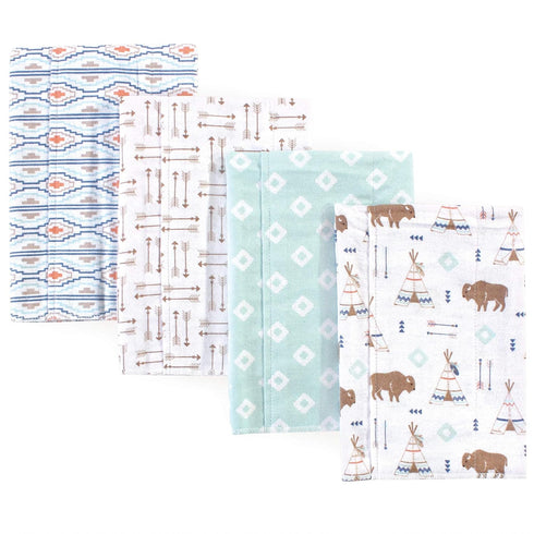 Hudson Baby Unisex Cotton Flannel Burp Cloths, Teepee Design, One Size