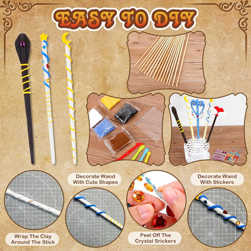 Set 18 EnchantZone Magic Wand Making Kit DIY Wizard Princess Wand Craft for Kids Make Your Own Wands for Birthday Party
