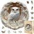 Wooden Puzzles Adults 300 Pieces, White Owl Animal Shaped Wood Puzzle with