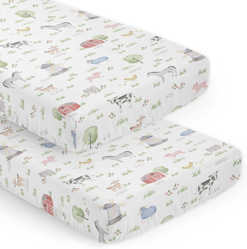 Sweet Jojo Designs 2-Piece Baby Crib Sheets Set (Farm Animals) for Boys