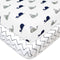 American Baby Company 2 Pack 100% Natural Cotton Fitted Pack and Play Sheets, 39" x 27", Navy Whale/Grey Zigzag