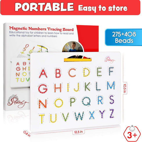 Magnetic Alphabet Tracing Board - double sided letters & numbers Magnetic Tracing Board, ABC magnets learn to write