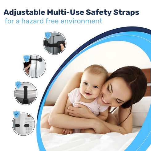 3M 24 Adhesive Child Safety Strap Locks by Baby Proof Me, Baby Latches for Cabinets, Dishwashers, Fridges, Ovens