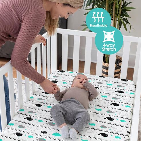 Pack 2 Pack Set, n Play Sheets, BROLEX Mini Crib Sheets,Stretchy Portable Fitted Playard Sheet Convertible Playard
