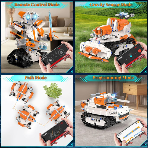 QHECTTY 5in1 689 Set 6 7 8 9 10 11 12+ STEM Robot Building Toys for Kids, Remote & APP Controlled Robot Car Tank STEM