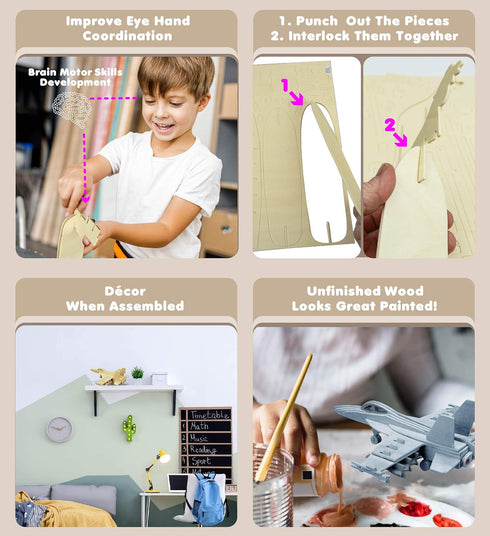 F-18 3D 3D 3D 47 Puzzled Hornet Puzzle Airplane Model Wood Building Kit - Model Airplane Building Kit for Kids