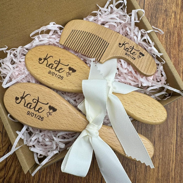 BMVDDFF Personalized Baby Brush and Comb Set, Custom Name Hair Brushes for Newborns