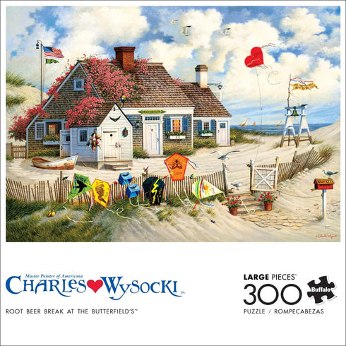Buffalo Games - Charles Wysocki - Root Beer Break at the Butterfields - 300 Large Piece Jigsaw Puzzle, Brown