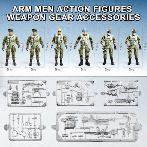 JASSKKBO 87-in-1 Sets 4-7 8-12 Army Men Toys for Boys , Military Base/Truck/Helicopter/Kayak Boat/Motorcycle/Army Men
