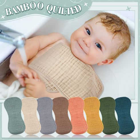 Frienda 8 Pieces Muslin Burp Cloths for Baby, 10 x 20 Inches Multi Colors Cotton Washcloths for Newborns