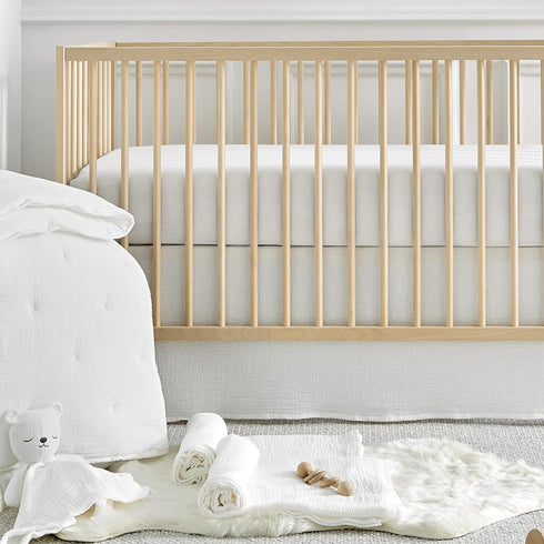 Set 100% Levtex Baby - Cloud Muslin Sheet Crib Fitted Sheet - Fits Standard Crib and Toddler Mattress - Solid - White