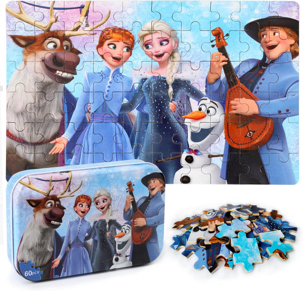 Puzzles for Kids Ages 4-8, 60 Pieces in a Metal Box, Educational Jigsaw Puzzle Toys for Boys and Girls