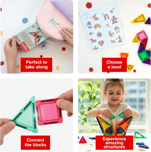 36 Set, 3-8, Easter Magnetic Tiles for Kids, PCS Mini Building Blocks, STEM Construction Travel Toys for Toddlers Age