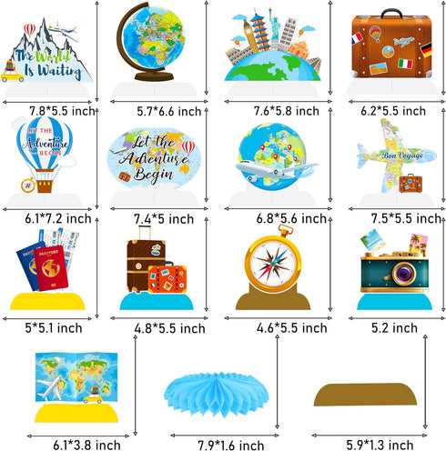 C L cooper life 13pcs Travel Theme Party Decorations Let The Adventure Begin Table Honeycomb Centerpieces