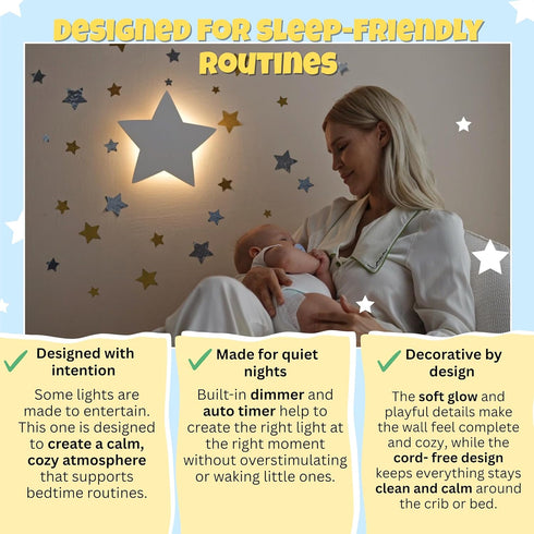 106 Set Dimmable 90 KALEOLI Star Wall Night Light with Moon and Stars Wall Decals for Nursery Rechargeable & Crib