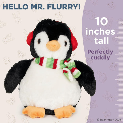 10 Inch Christmas Penguin Plush - Bearington Mr. Flurry Plush Penguin Stuffed Animal