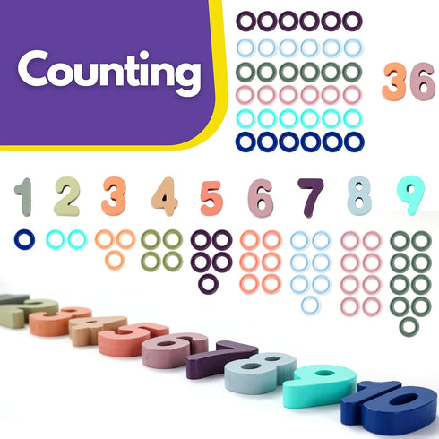 Toddler Montessori Toys for Number, Counting, Math, Stacking Fun for 1 Year Old Boy Gifts (Macaron)