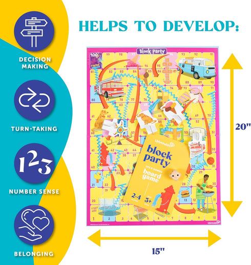 Block Party Board Game for Kids - Fun Easy to Learn Ups and Downs Game for 2-4 Players, Ages 3+