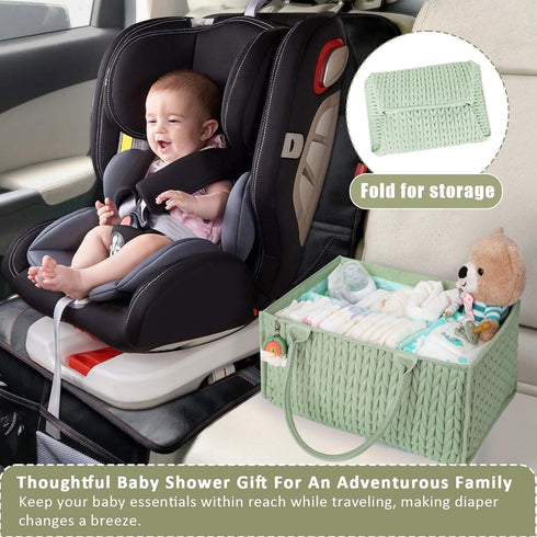 MOMINSIDE Baby Diaper Caddy Organizer,Nursery Storage Bin Basket for Changing Table Car, Portable Diaper Storage