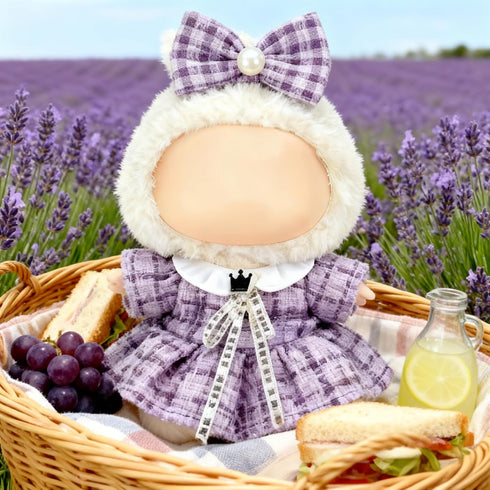 Ueuo 17cm Set Clothes for LABUBU Doll (NO Doll), Outfit for LABUBU, Dress and Hairpin for LABUBU Dress Up, Fashion