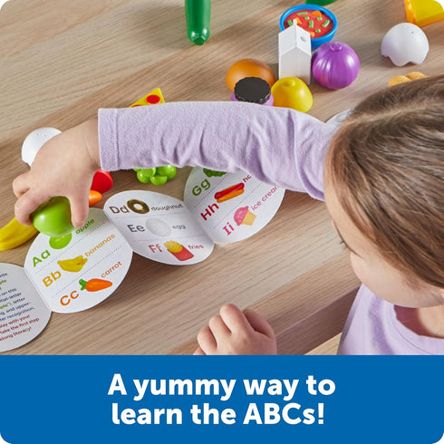 Learning Resources A to Z Mini Foods, Pretend Play Kitchen Accessories for Kids, Toddler Montessori, Fine Motor Skills