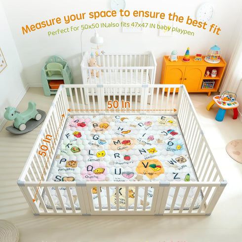 50" 50" ENVTEK Baby Play Mat for Floor Playpen - X Playpen Mat,Thick One-Piece Crawling, Odorless Floor Mat, Non-Slip