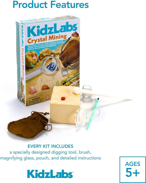 4M Kidzlabs Crystal Mining Kit, DIY Science Kit - Dig for gem Stones, For Boys & Girls Ages 5+