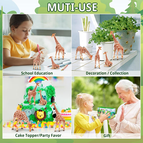 Toymany 4PCS Realistic Giraffe Figurines Playset - Includes Giraffe Cub, Educational Toy for Kids