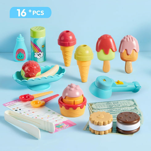 lalalark 3+ Ice Cream Color Changing Play Food Pretend Toy for Role Play, Play Kitchen Accessories, Preschool Birthday