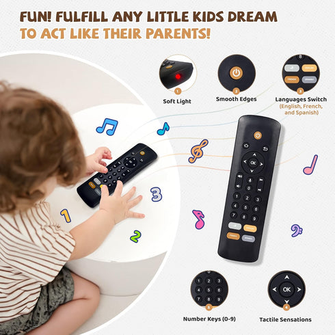Baby TV Remote Toy - Baby Early Learning Toys, Baby Musical Toys, Toddler Toys with Realistic Play, Lights, and Sounds - Boys Girls Toys Gift for 1 2 Year Old