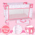 Set deAO Baby Doll Stroller Crib Bed Nursery Role Play Baby Doll Accessories and Play Mat,Travel Cot,Bouncer,Foldable