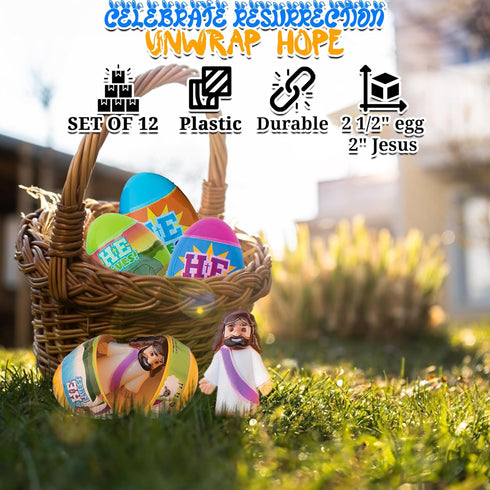 12 Pack Fun Express Prefilled Easter Eggs - Christian Gifts for Kids with Religious Toys Inside | Easter Egg Fillers