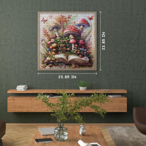 PICKFORU 1000 Mushroom Jigsaw Puzzle Pieces, Magic Book Plant Flower Puzzles Vintage, Challenging for Adults