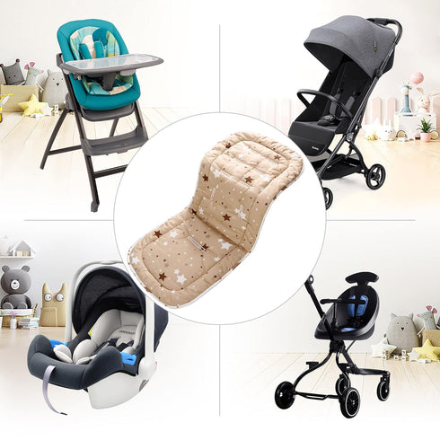 Baby Stroller Cushion, Infant Car Seat Insert, Reversible Universal Soft Newborn Stroller Mat, 100% Cotton Cover