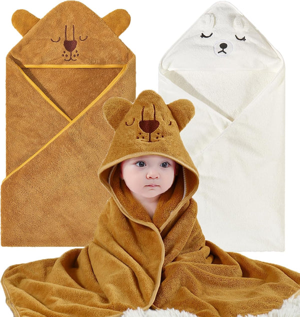 Baby Bath Towel with Hooded 2Pack Absorbent Soft Hooded Towel for Newborns