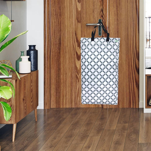 Grey Rhombus Reusable Hanging Wet Dry Diaper Bag